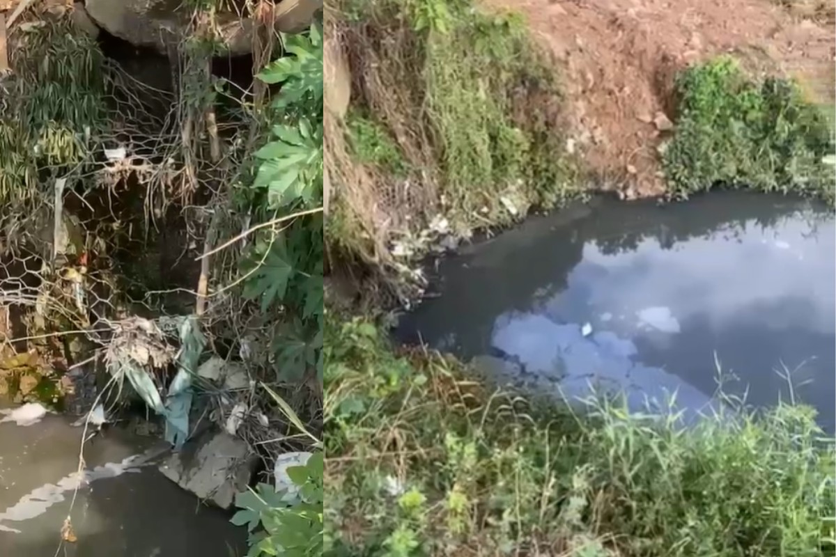 Moradores reclamam de mau cheiro causado por vazamento de esgoto em córrego de São Miguel Arcanjo