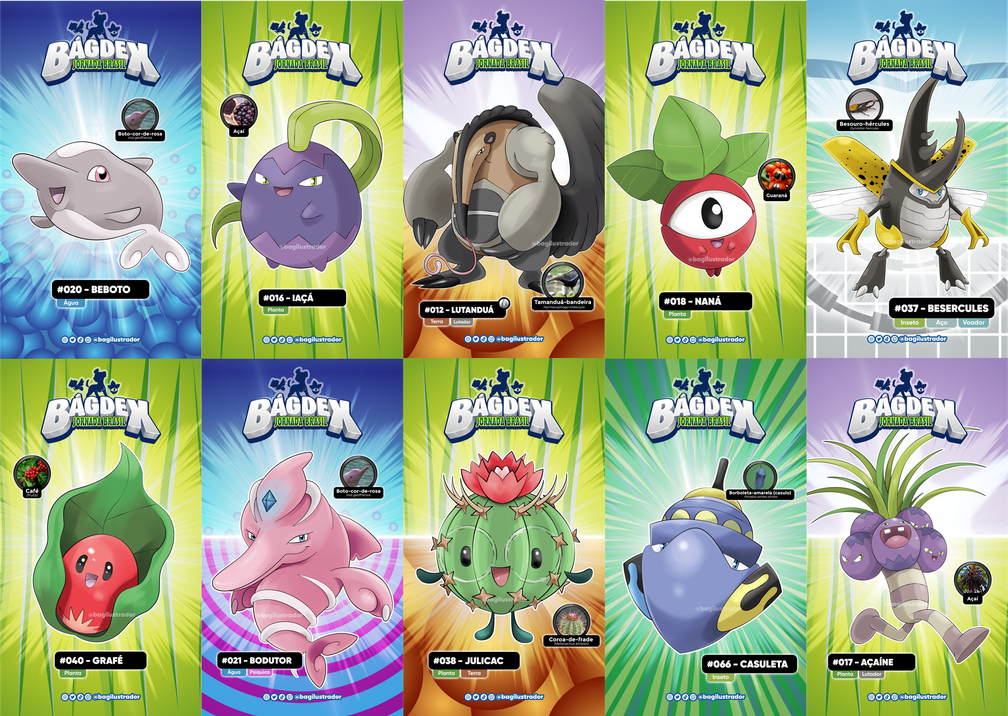 Artista cria 151 Pokémon brasileiros inspirados em animais e até memes