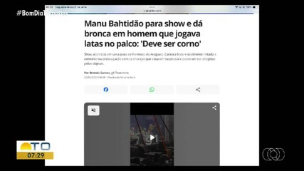 g1 Tocantins: bronca de cantora em homem na plateia viraliza
