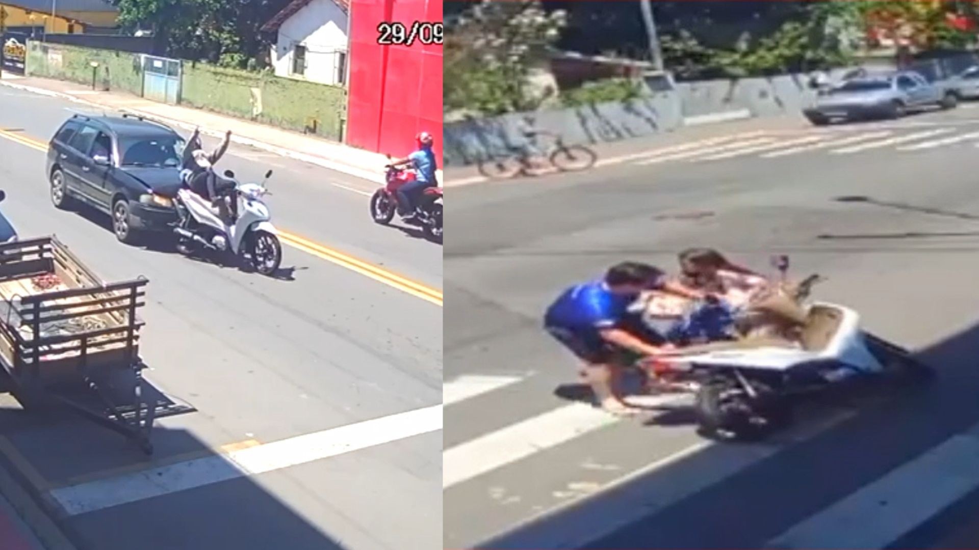 VÍDEO: pai segura moto desgovernada e impede acidente com filhos em faixa de pedestres