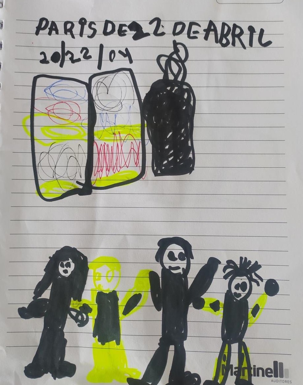Desenho de Mateus Rosa pedindo para ir a Paris, na França — Foto: Arquivo Pessoa/Maria Eduarda Rosa
