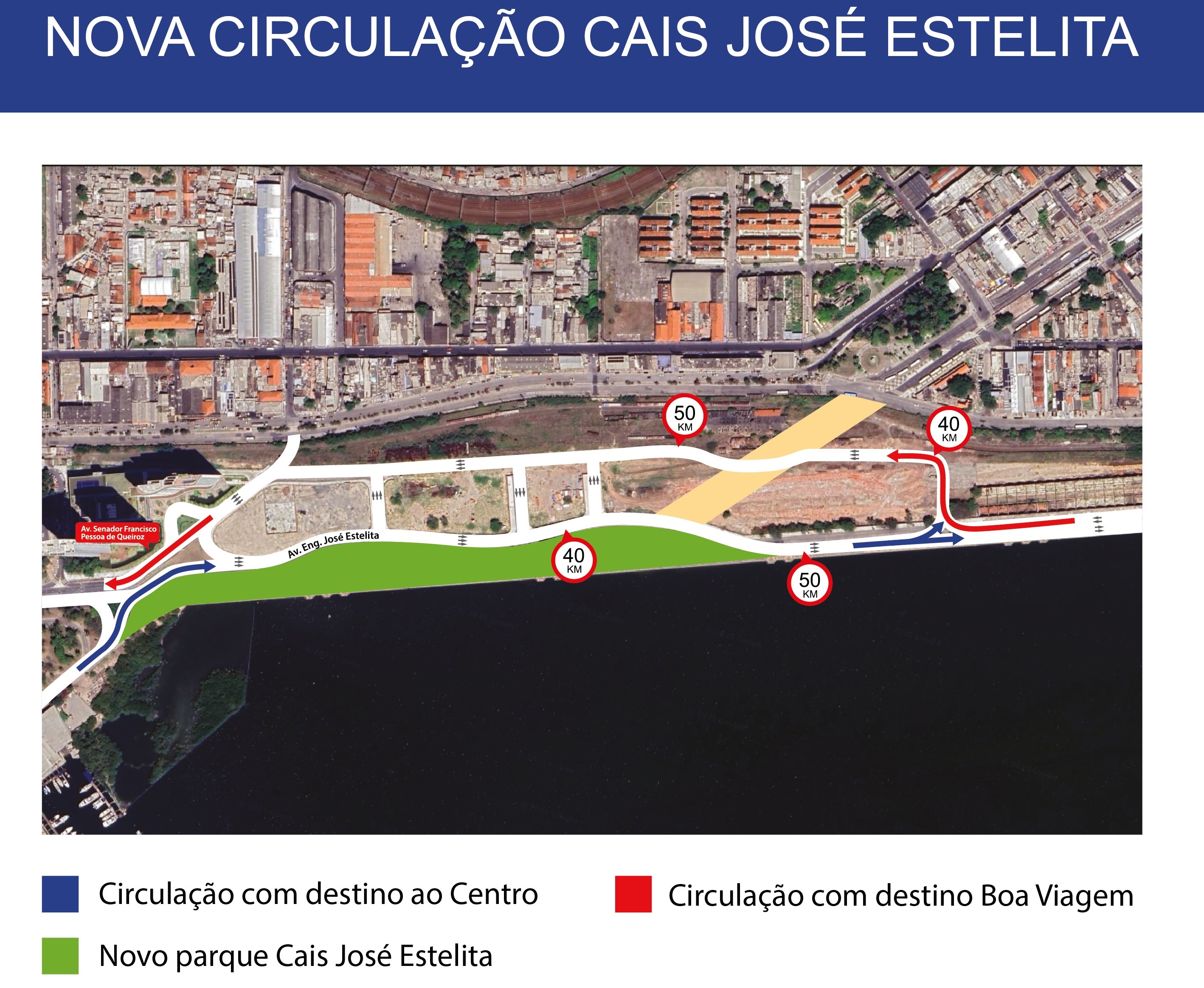 Avenida José Estelita é interditada para construção de parque e trânsito é permanentemente alterado no Centro do Recife
