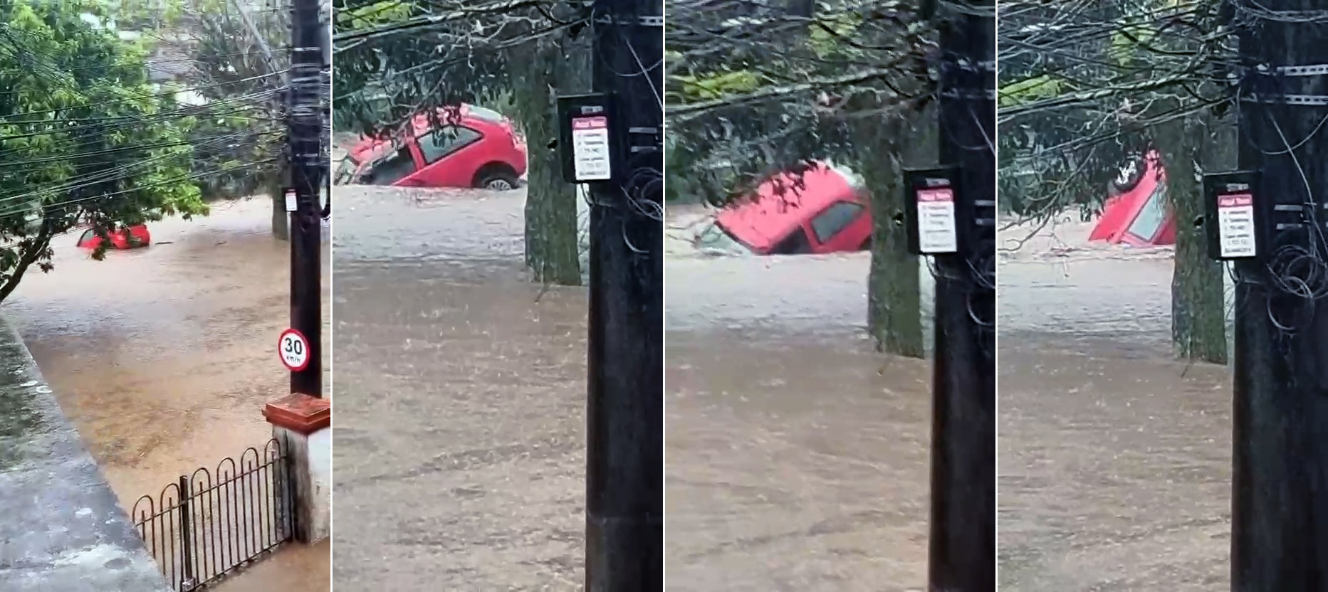 Chuva em Petrópolis: carros são engolidos e arrastados em enxurradas