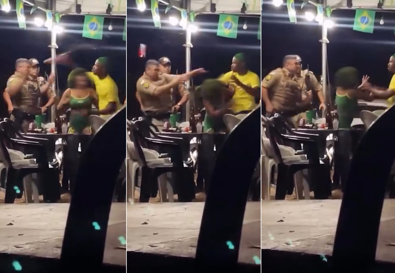 PM faz buscas por homem que arremessou lata de cerveja no rosto de policial