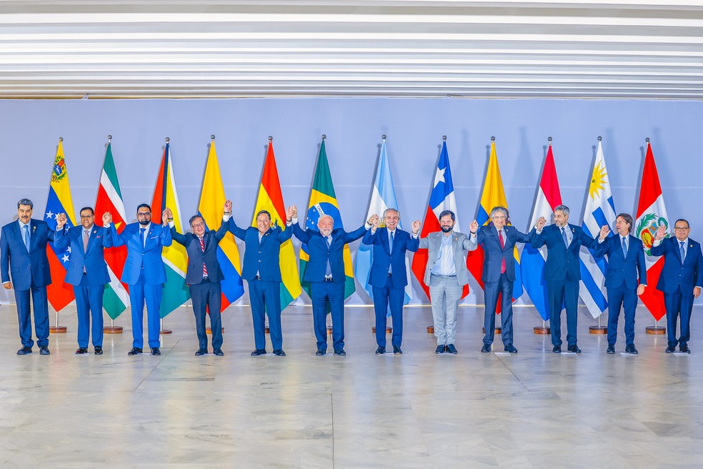 Foto da reunião dos países sulamericanos, em Brasília — Foto: Ricardo Stuckert/PR