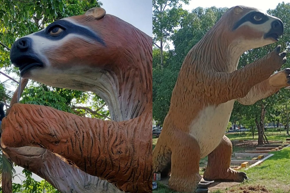 Escultura de preguiça pré-histórica — Foto: Divulgação SGB