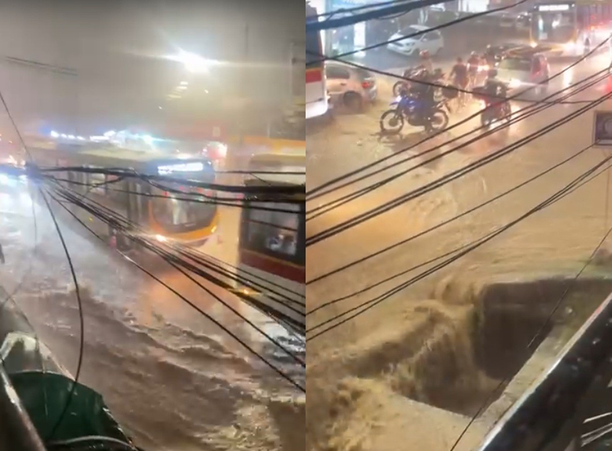 Chuva forte deixa ruas alagadas no Recife e Apac emite alerta de temporal na Região Metropolitana e Zona da Mata; VÍDEO