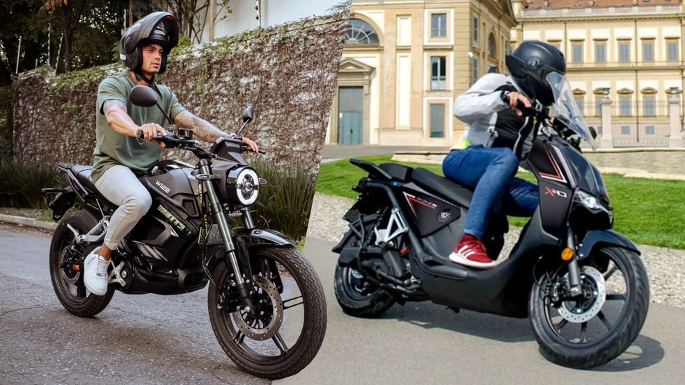 Motos elétricas são vendidas no Brasil, mas número ainda é baixo. — Foto: Arte/g1