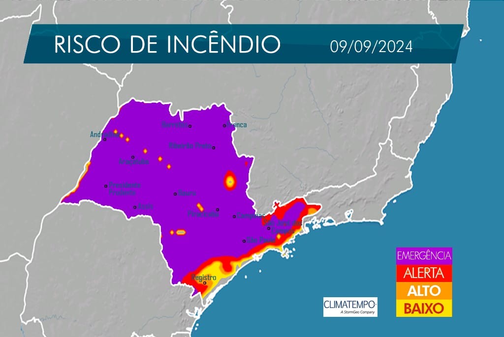 SP tem 8 cidades com focos ativos de incêndio; todo o estado está em situação de emergência, diz Defesa Civil