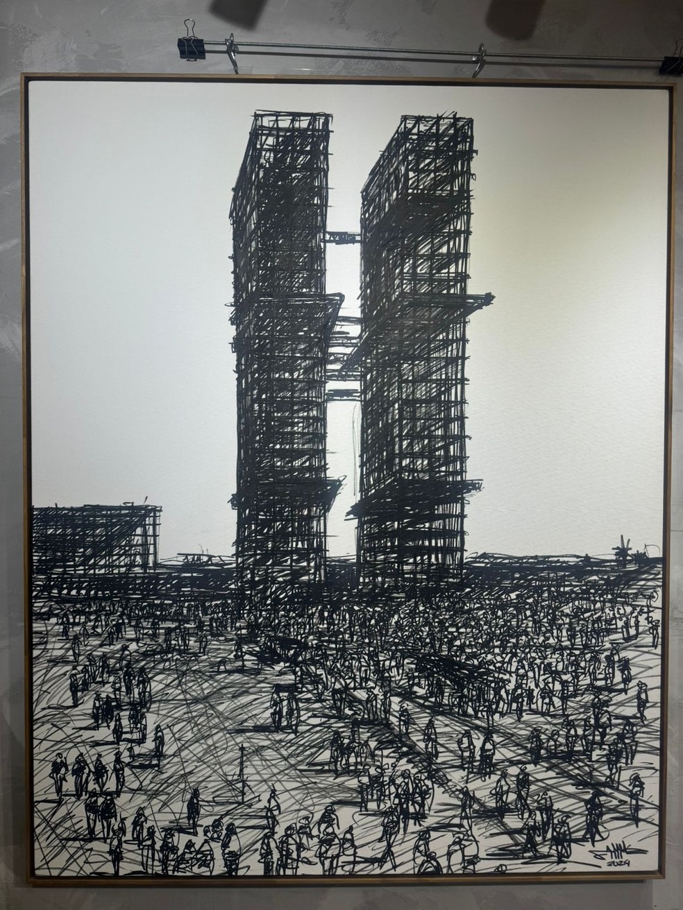 Obra de Daniel Jacaré da exposição "RISCOS', no Mezanino da Torre de TV, em Brasília — Foto: Divulgação