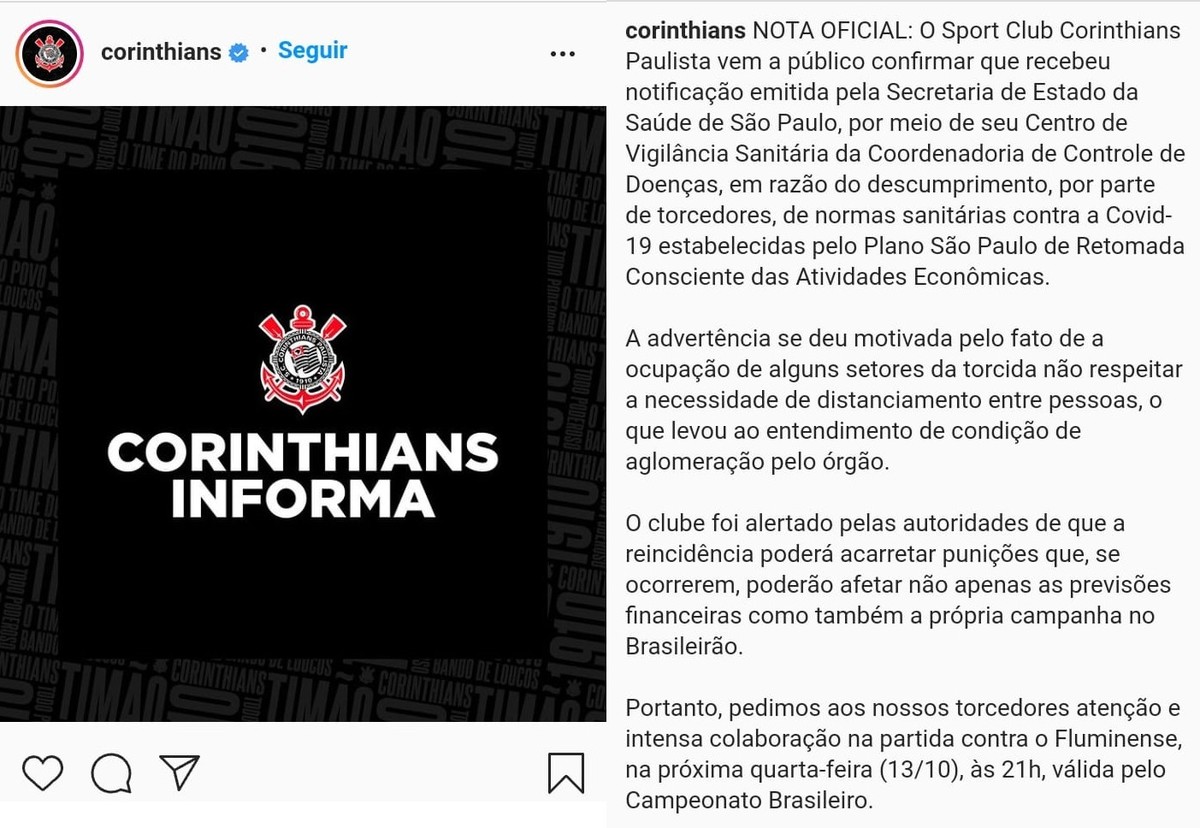 Brasileirão: Jogo do Corinthians é antecipado - Diário do Rio Claro