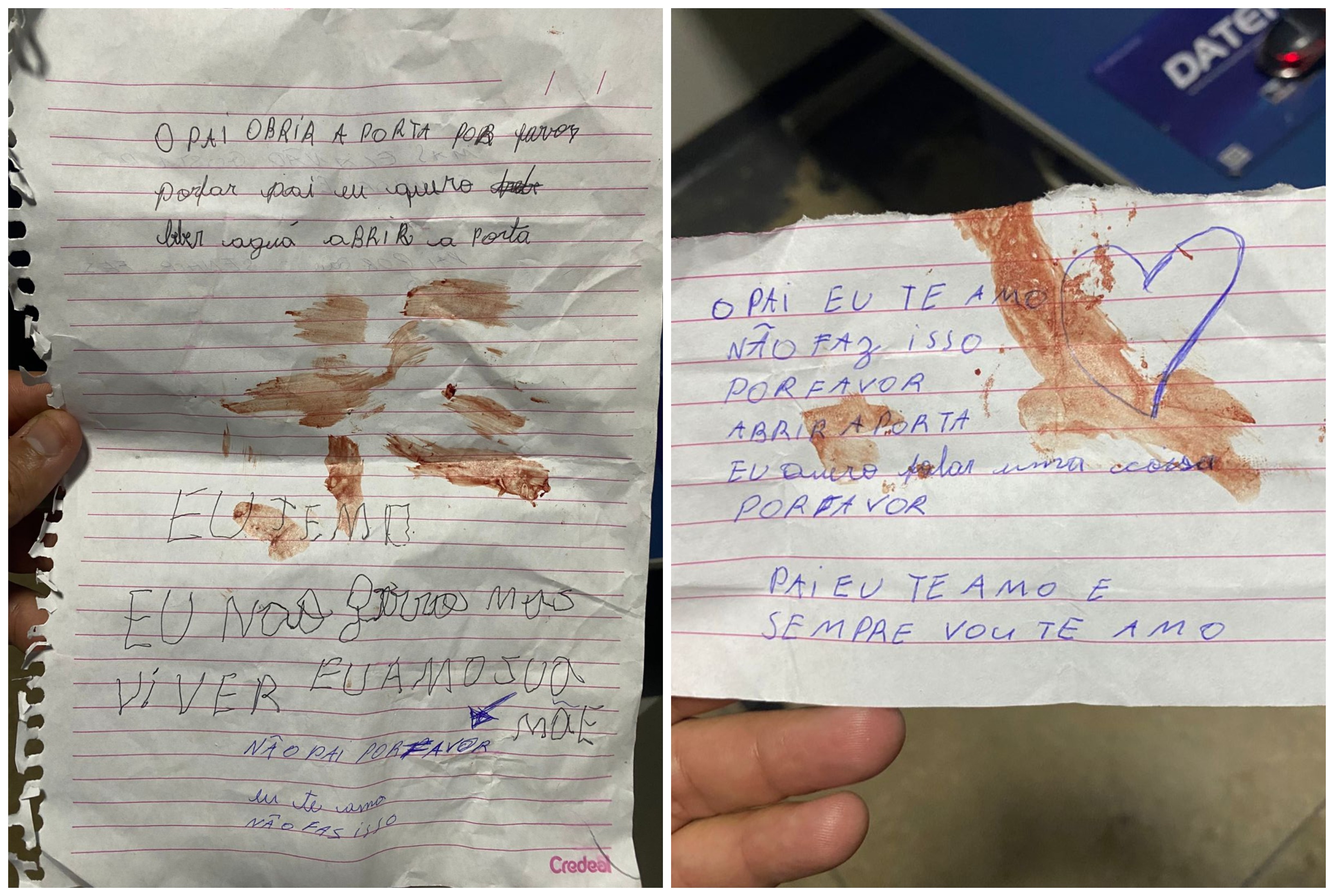 Menina de 9 anos faz bilhete ao ser trancada com mãe e irmão pelo pai em Roraima: 'quero beber água'