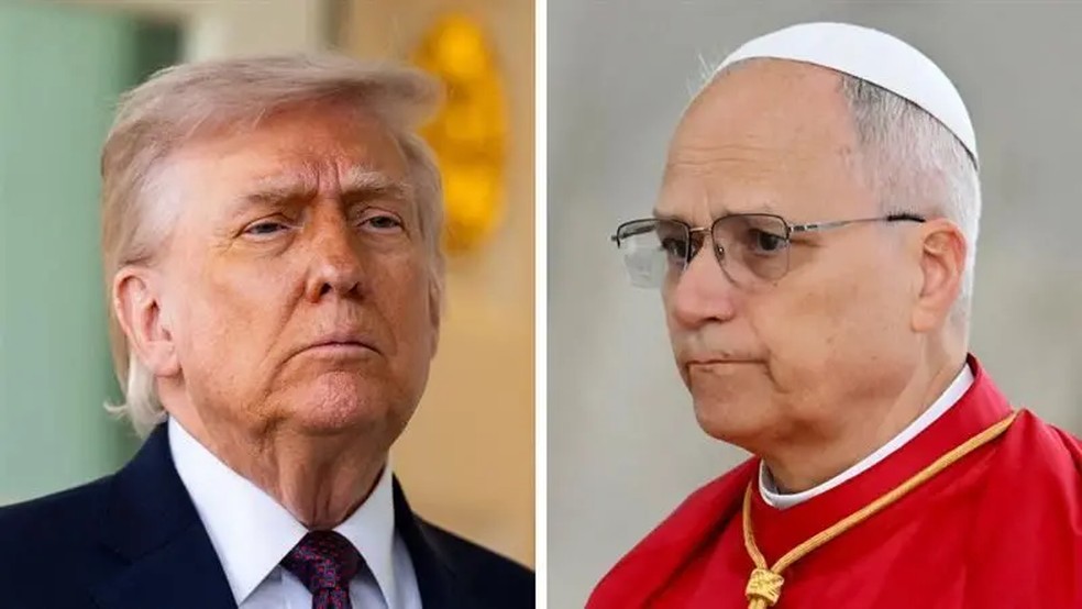 Críticas de líderes católicos a Trump cresceram após ataques ao papa Leão 14 e uma imagem de inteligência artificial que gerou forte reação. — Foto: Getty Images via BBC
