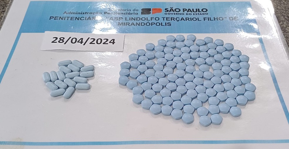 Estimulantes sexuais apreendidos com visitante de penitenciária no interior de SP — Foto: SAP/Divulgação