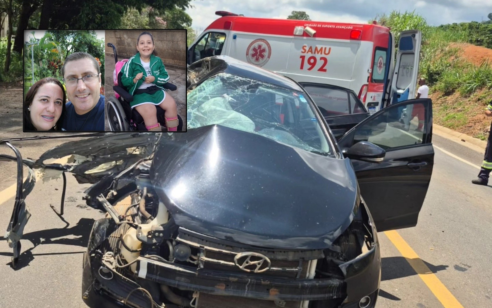 Casal e filha de 7 anos morrem após carro bater em árvore na BR-491, em Guaxupé, MG