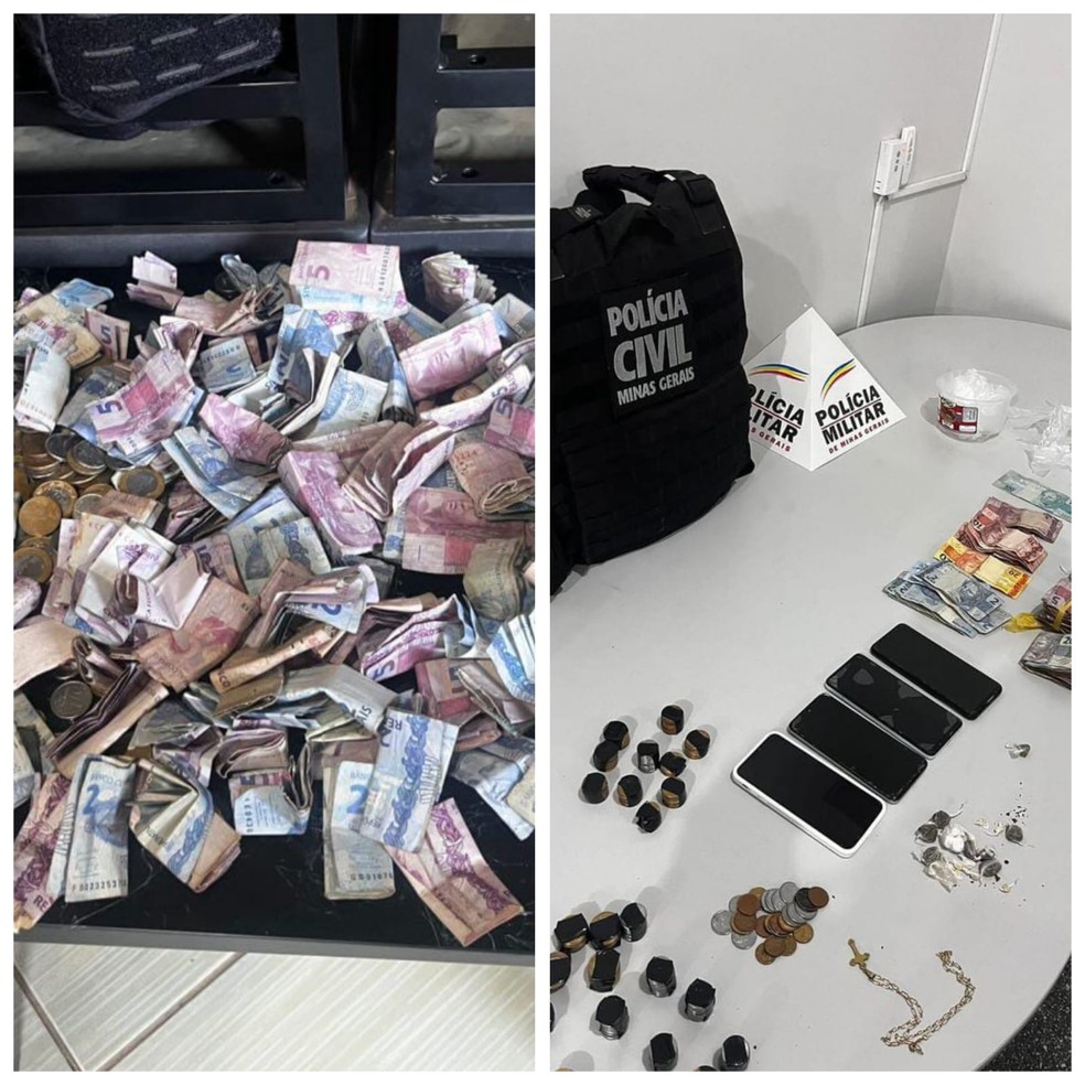 Polícia apreendeu drogas e dinheiro — Foto: Polícia Militar/Divulgação