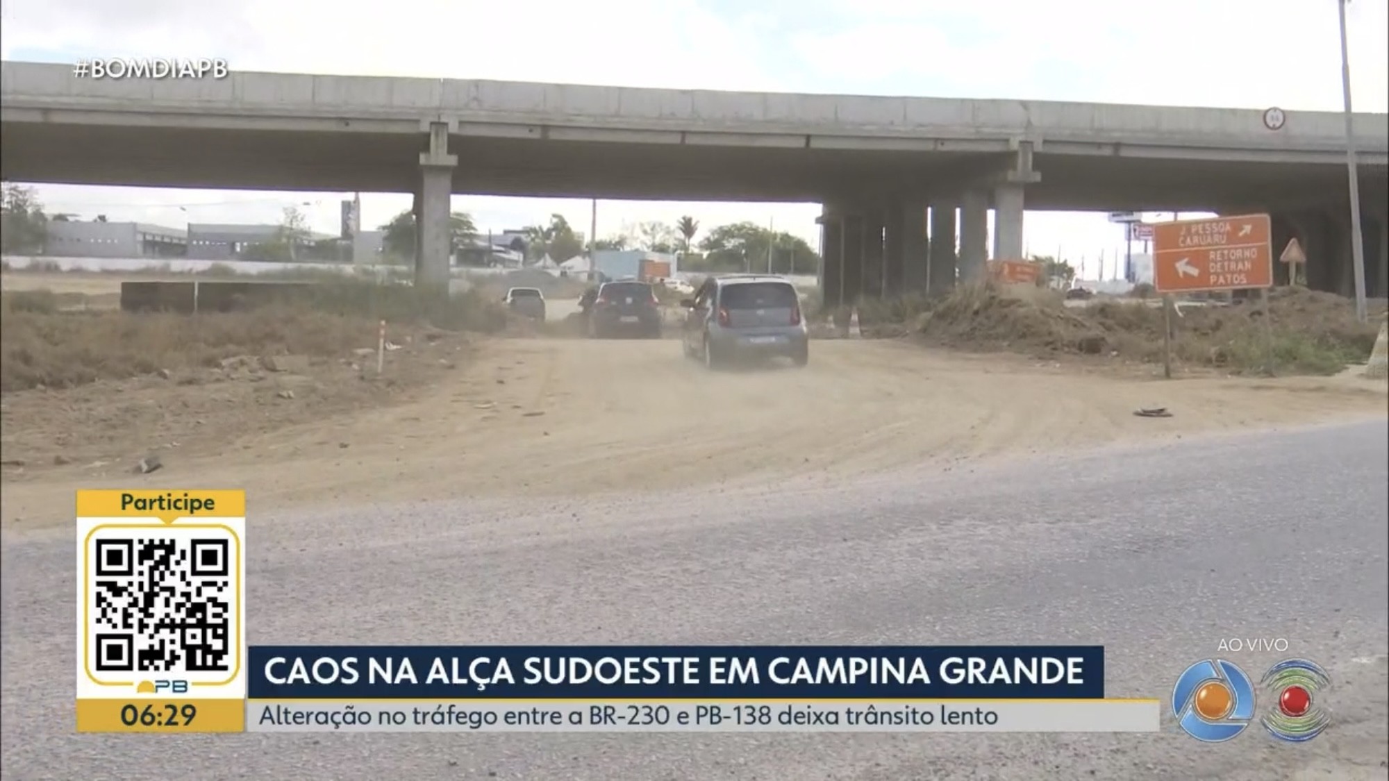 Trecho da BR-230 próximo ao Detran tem mudança no trânsito para obra de pavimentação, em Campina Grande