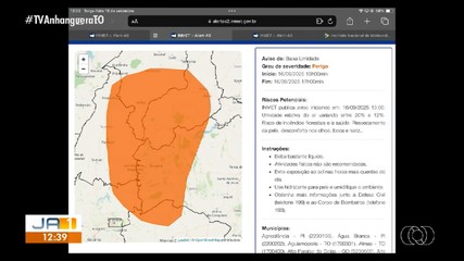Inmet alerta sobre baixa umidade em cidades tocantinenses