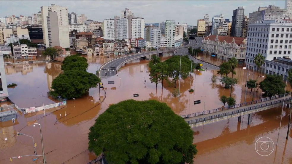 O Rio Grande do Sul enfrentou a maior enchente da história — Foto: Reprodução/TV Globo