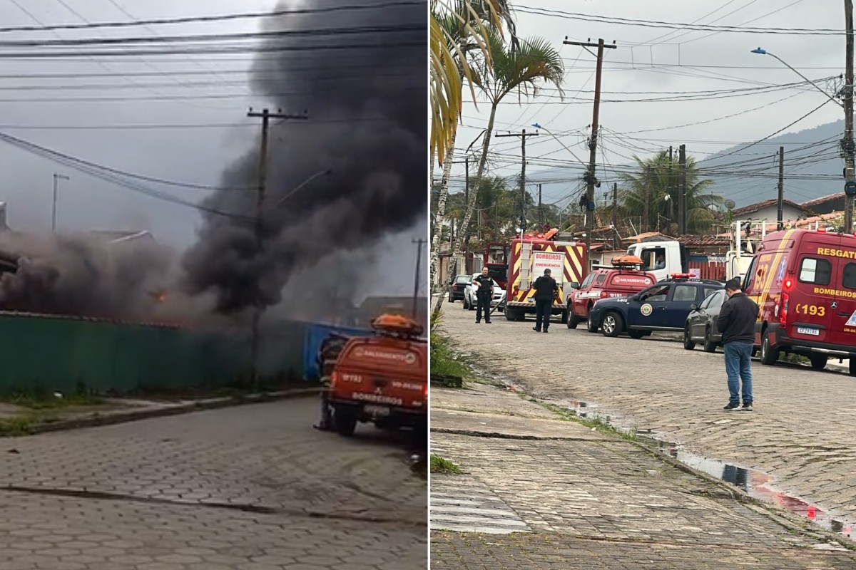 Incêndio destrói casa e mata cinco animais de estimação no litoral de SP; VÍDEO