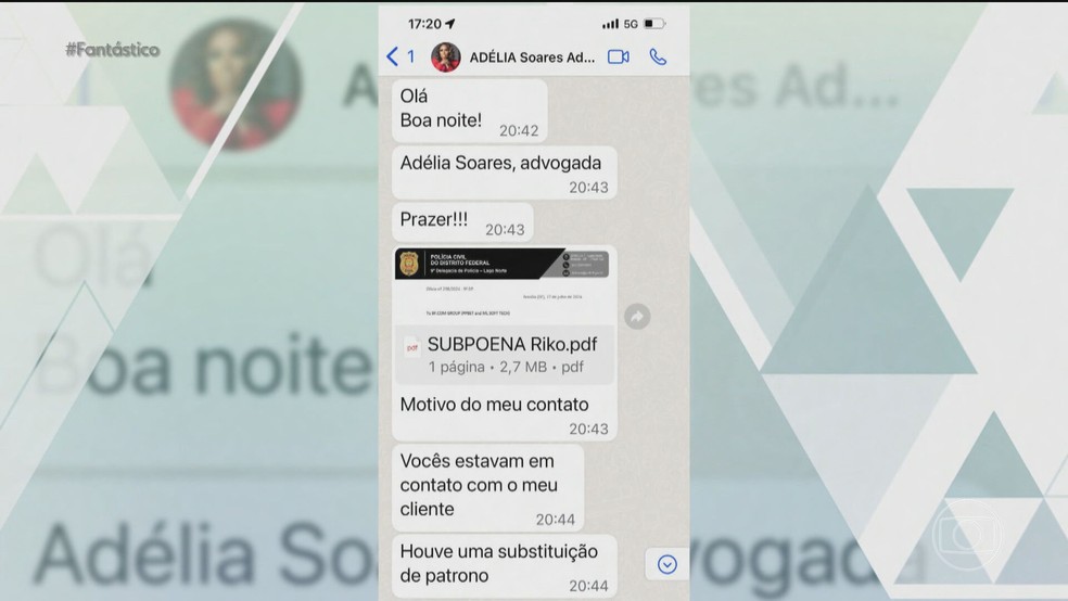 O Fantástico teve acesso a conversas entre a Polícia Civil e um dos investigados — Foto: Fantástico/Reprodução