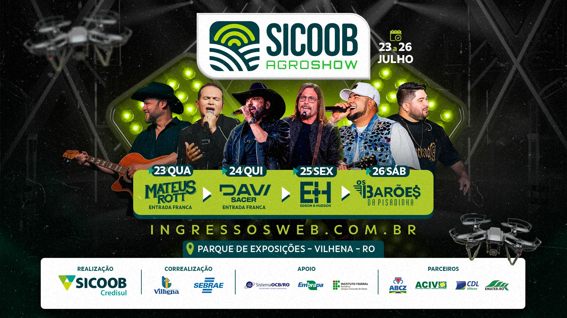 Davi Sacer é atração gospel gratuita na Sicoob Agroshow em Vilhena (RO)