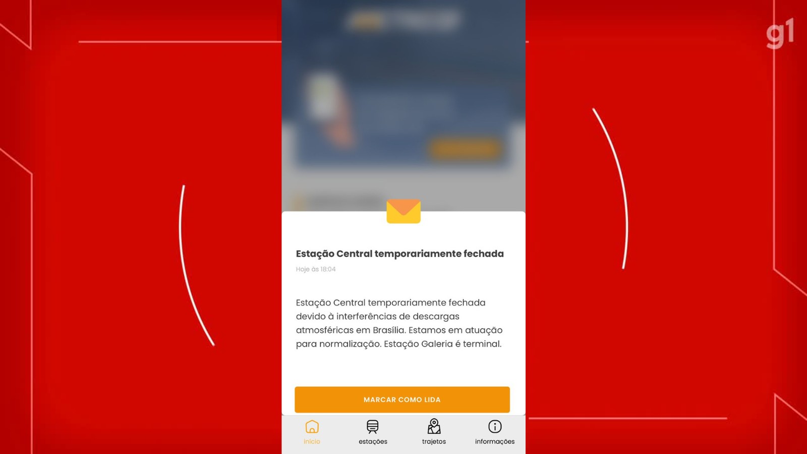 Metrô-DF: estação Central é fechada após temporal e raios afetarem sistema elétrico