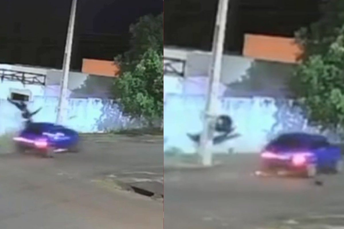 VÍDEO: entregador morre após 'voar' ao ser atingido por carro em alta velocidade em MT