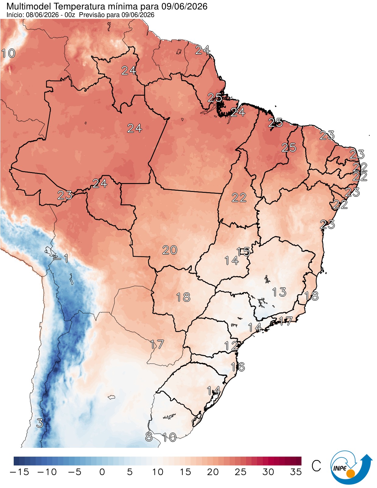 Frente fria derruba as temperaturas no Sul e leva chuva para