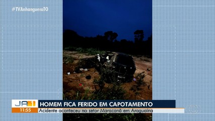 Motorista fica ferido após carro capotar em Araguaína
