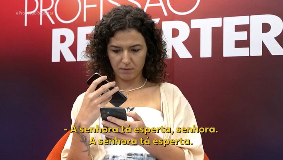 ‘A senhora tá esperta’, diz falso atendente para repórter ao tentar aplicar golpe do 0800 — Foto: Reprodução/TV Globo