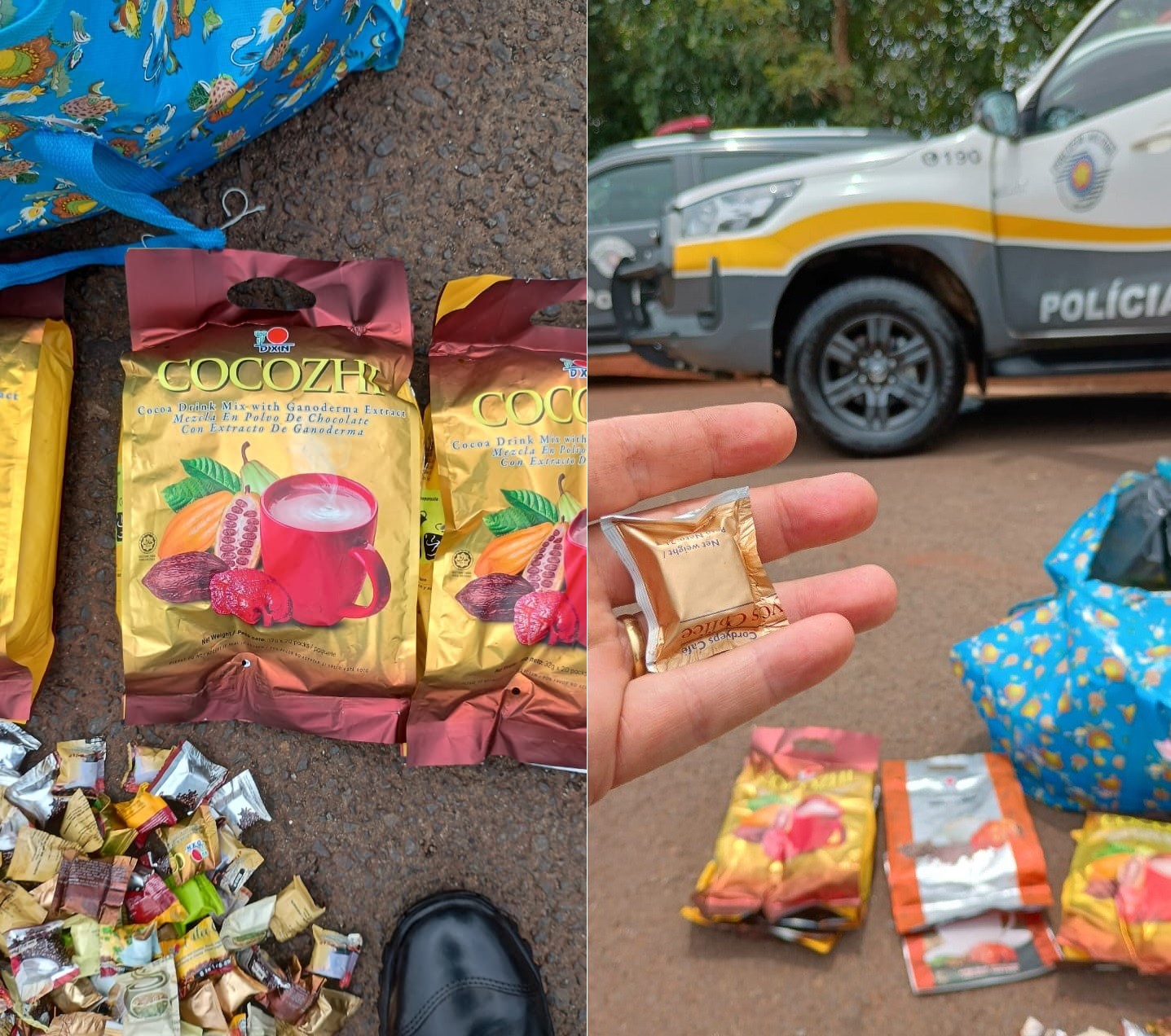 Passageira de ônibus é presa com pasta base de cocaína escondida em embalagens de chocolate em pó 