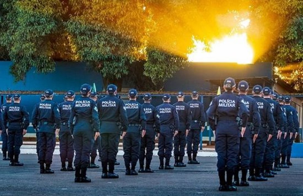 Policiais Militares do Distrito Federal em formação: estado teve o maior percentual de candidatos de forças de segurança em 2022. — Foto: Divulgação