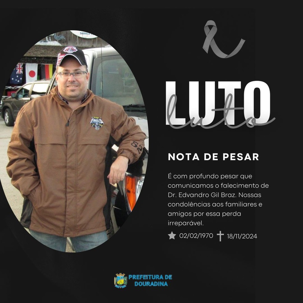 Prefeitura de Douradina lamentou o crime — Foto: Divulgação