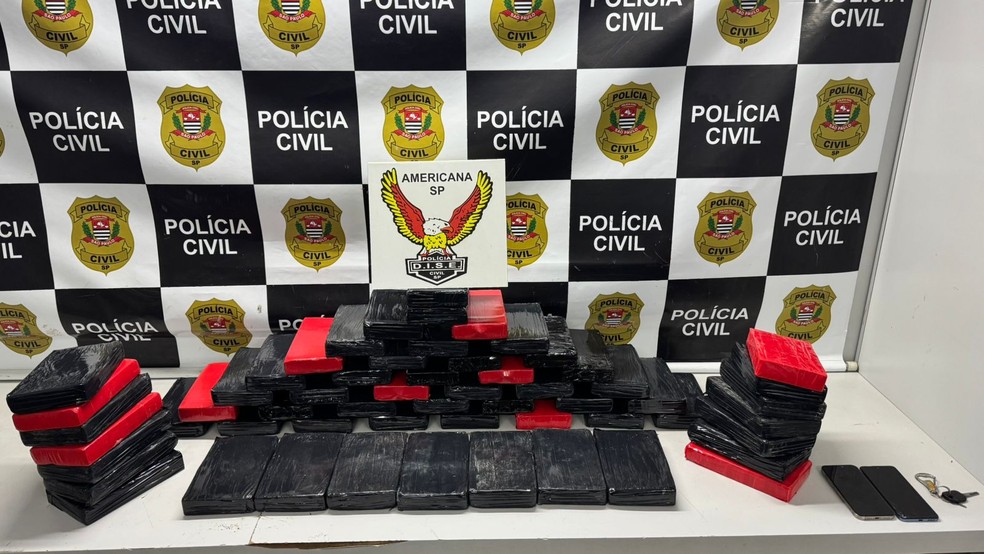 Dise de Americana prende homem com 58 tijolos de cocaína em operação contra transporte ilícito de drogas — Foto: Dise de Americana