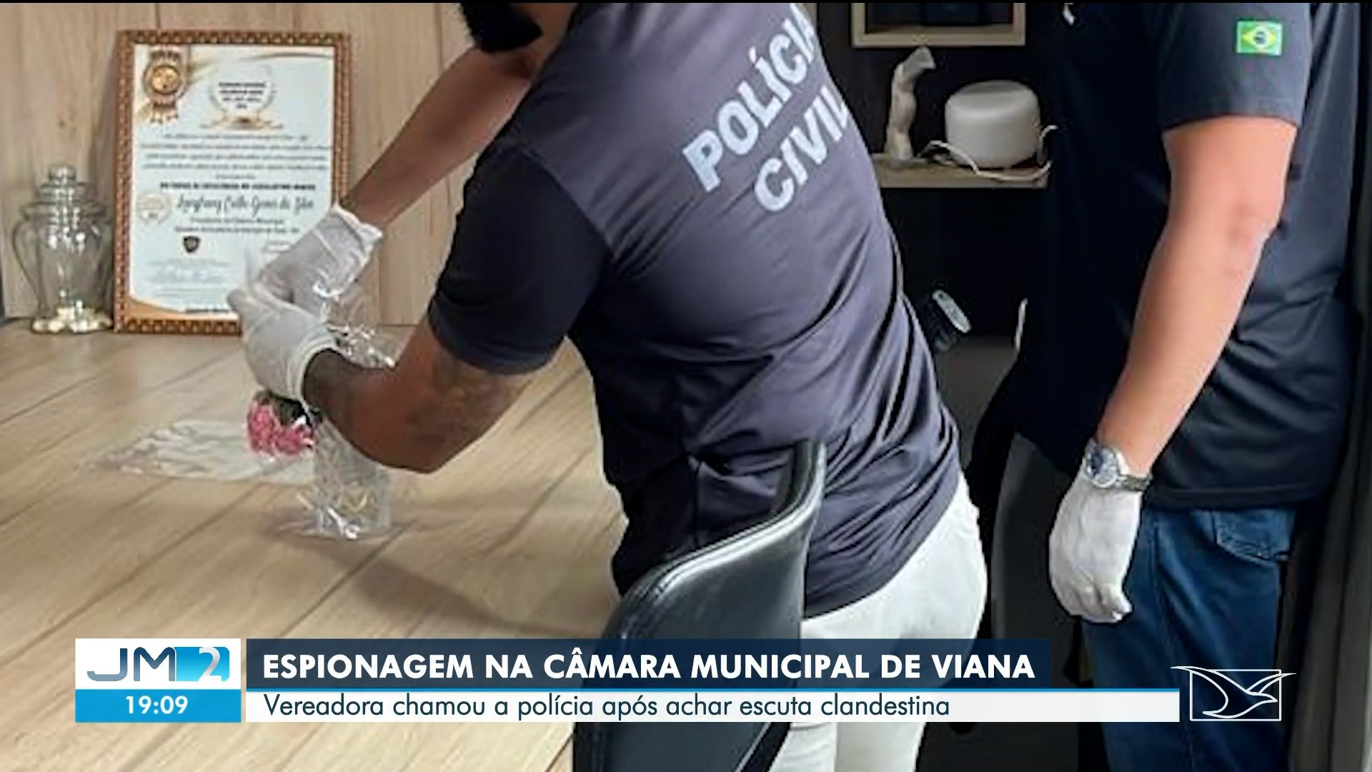 Polícia encontra equipamento de espionagem no gabinete da presidente da Câmara de Viana, no MA 