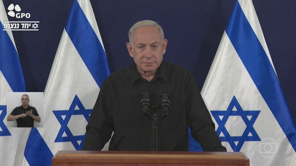 Netanyahu falou sobre a nova fase da guerra contra o Hamas. — Foto: TV Globo/Reprodução