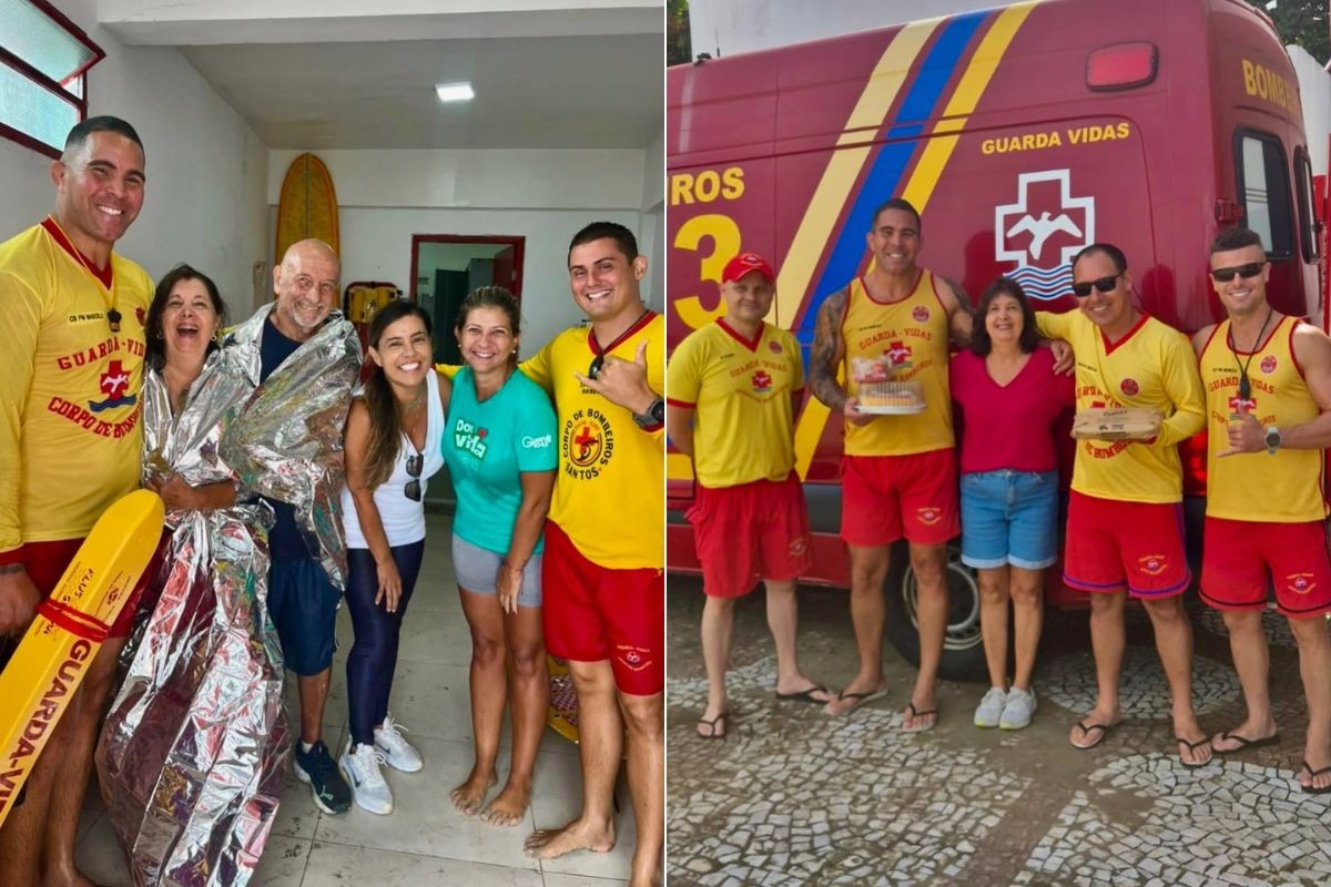 Guarda-vidas reencontram mulher resgatada de veleiro à deriva em SP: 'Emocionante'