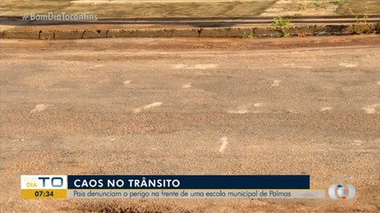 Pais denunciam faixa de pedestre apagada em frente à escola em Palmas