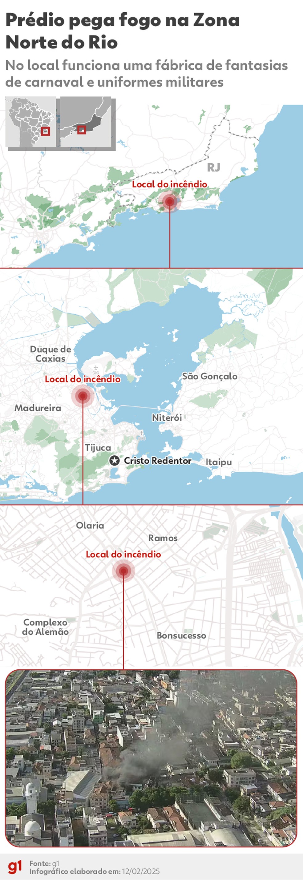 Arte - Prédio pega fogo na Zona Norte do Rio — Foto: Arte/G1