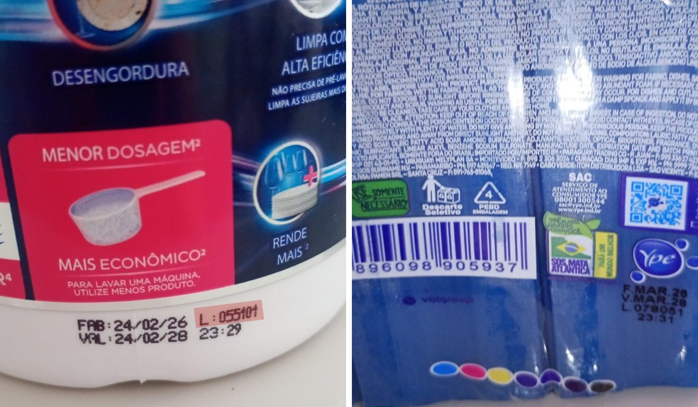 Onde encontrar o número do lote nos produtos Ypê — Foto: Arquivo pessoal