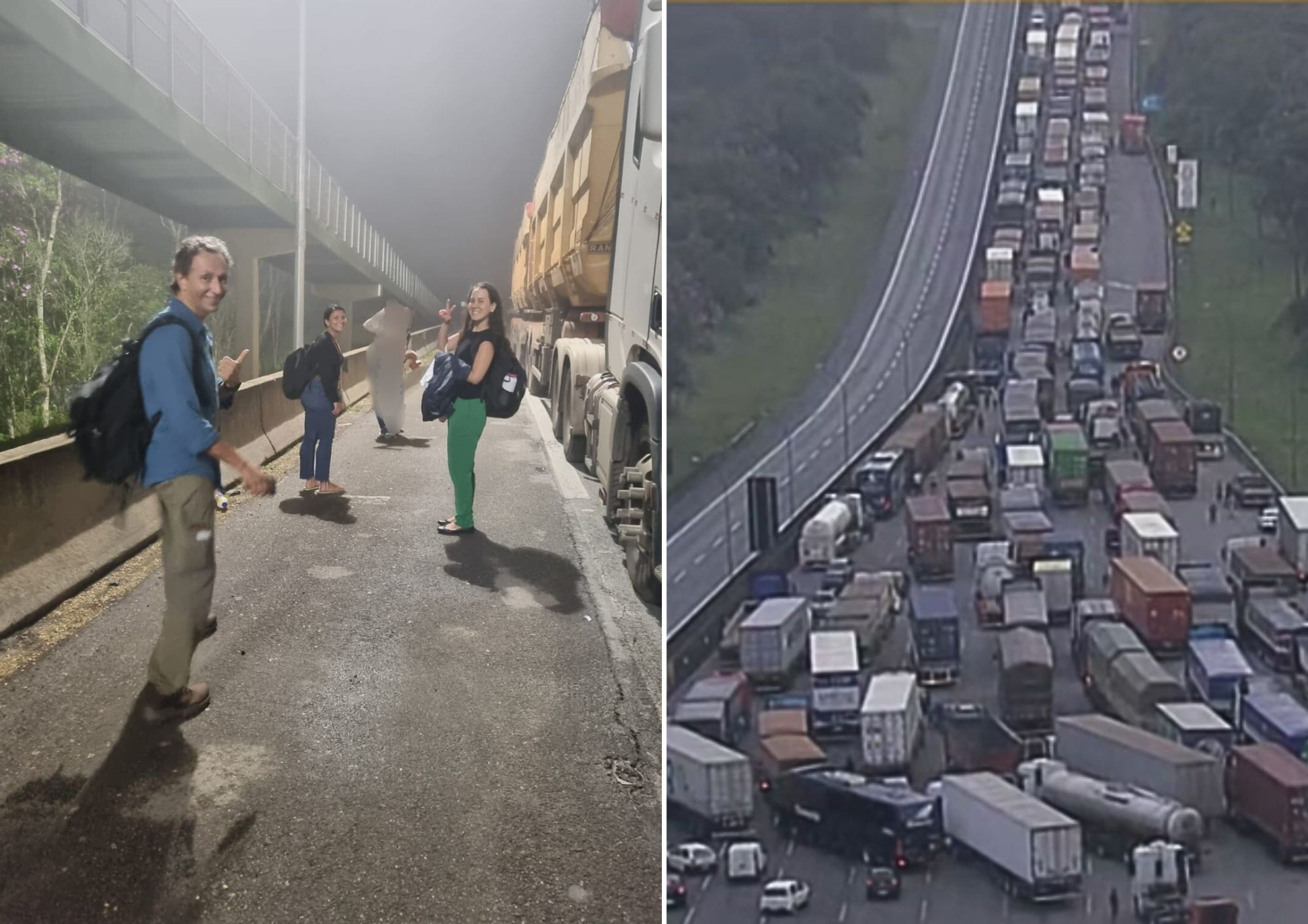 Mulher atravessa rodovia a pé para fugir de congestionamento de quase 12h na Anchieta