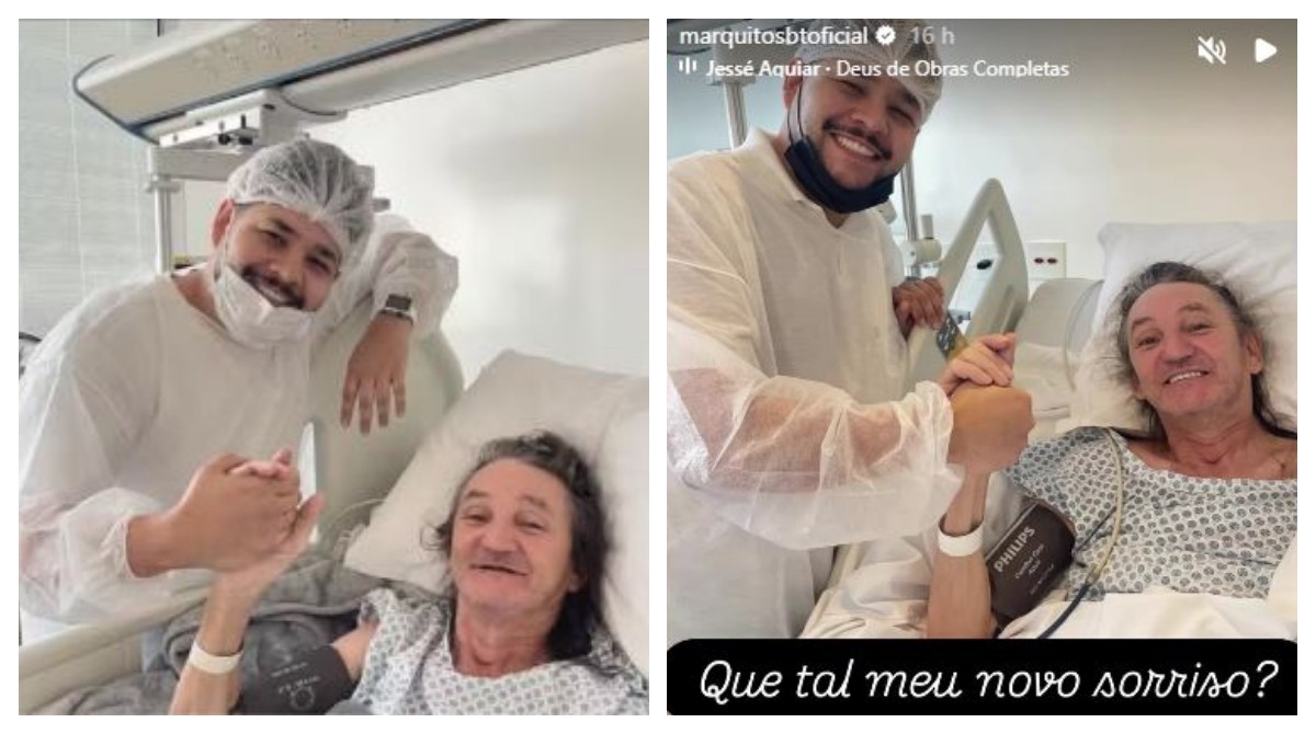 Marquito recebe prótese com dentes novos após dois meses internado: 'Que tal meu novo sorriso?'