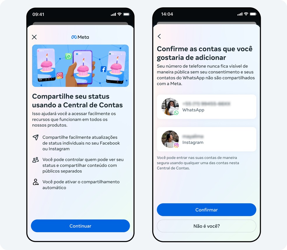 WhatsApp vai poder ser integrado à Central de Contas do Instagram e Facebook. — Foto: Divulgação/Meta