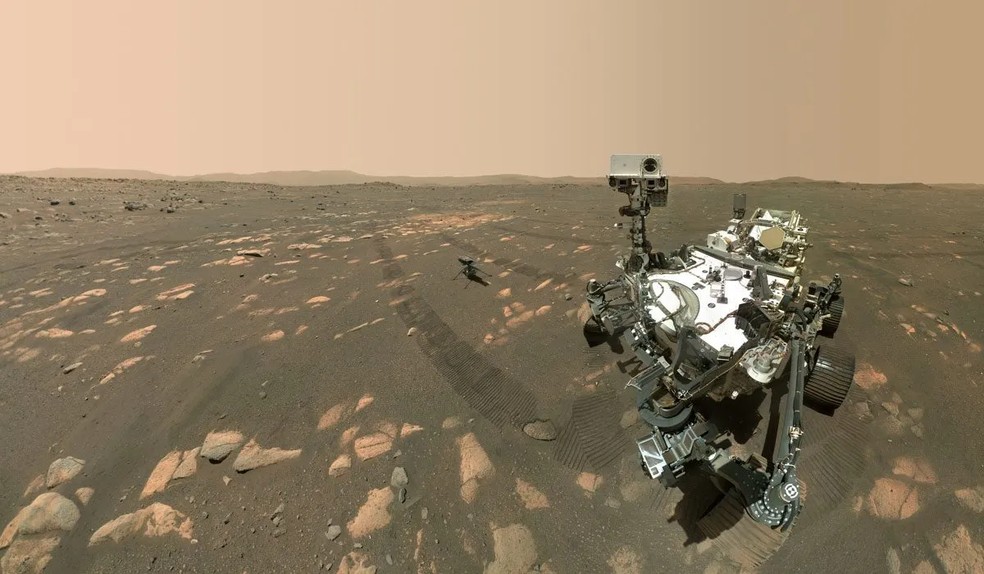 O veículo-robô Perseverance em Marte. — Foto: NASA/JPL-Caltech
