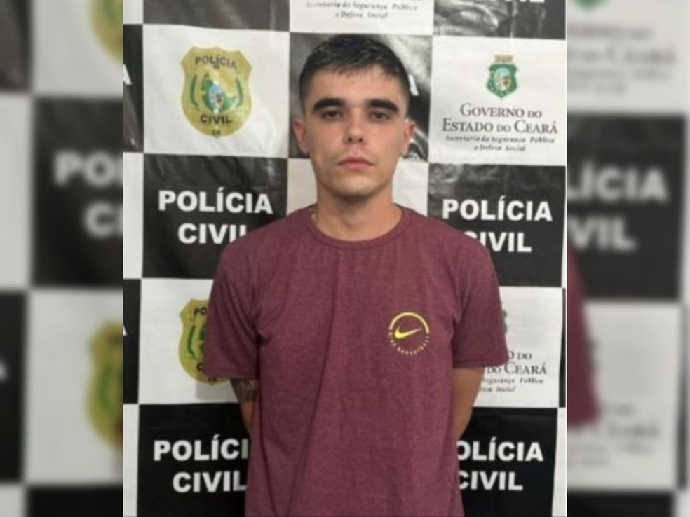 Matheus Wehmuth, de 25 anos, foi preso em Maranguape, durante um cumprimento de mandado de prisão preventiva por crimes cometidos em Santa Catarina. — Foto: Reprodução