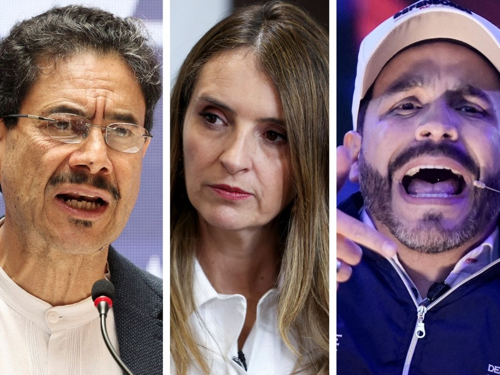 Iván Cepeda, Paloma Valencia e Abelardo de la Espriella são os favoritos na eleição da Colômbia — Foto: Reuters