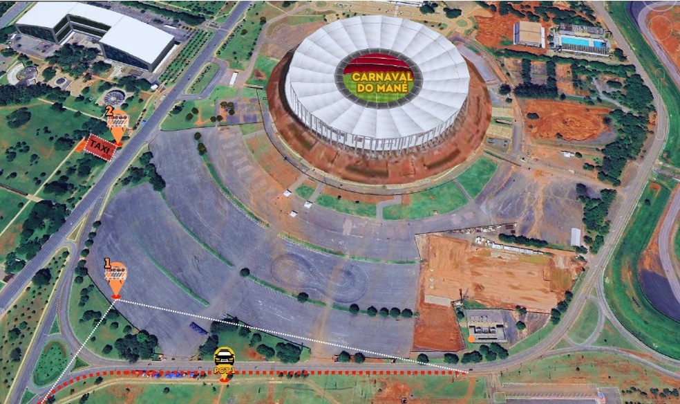 Alterações no trânsito em volta do Mané Garrincha no domingo (23). — Foto: Divulgação/Detran-DF