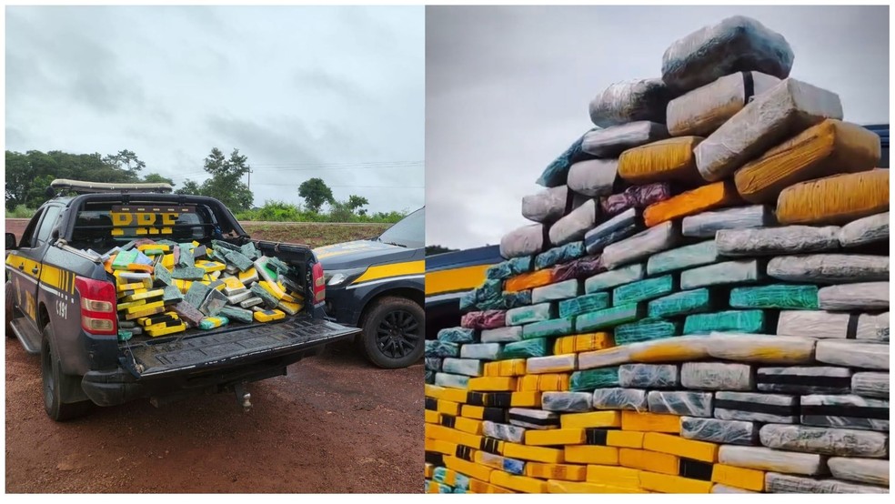 Droga apreendida pela a PRF em Guajará-Mirim (RO) — Foto: Reprodução/Polícia Rodoviária Federal (PRF)