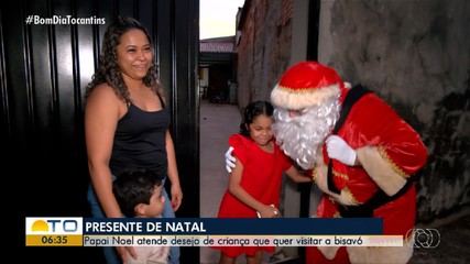 Papai Noel atende desejo de criança para viajar e visitar a bisavó
